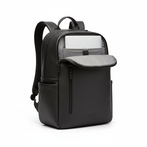 Premium leather backpack with laptop compartment